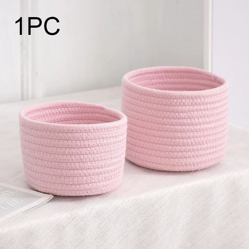 paniers de rangement en corde de coton pour jouets et objets divers - vue 7 sur 12