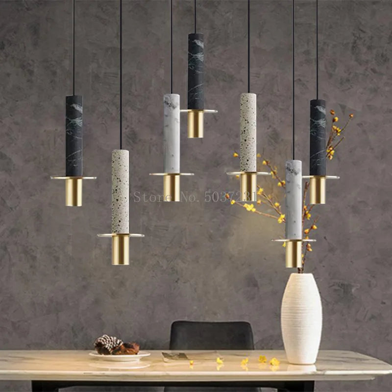 lustre led en marbre vintage simple doré loft décor bar éclairage suspendu