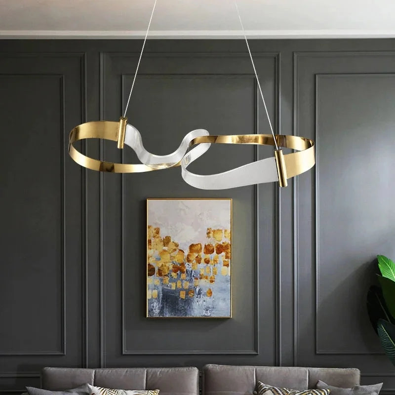 2024 Modern Design Ribbon LED Chandeliers Lighting For Living Room Study Bedroom Restaurant - vue 3 sur 8