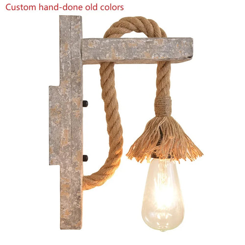 Vintage Industrie-Wandleuchte aus Holz und Hanfseil LED LOFT - vue 16 sur 15