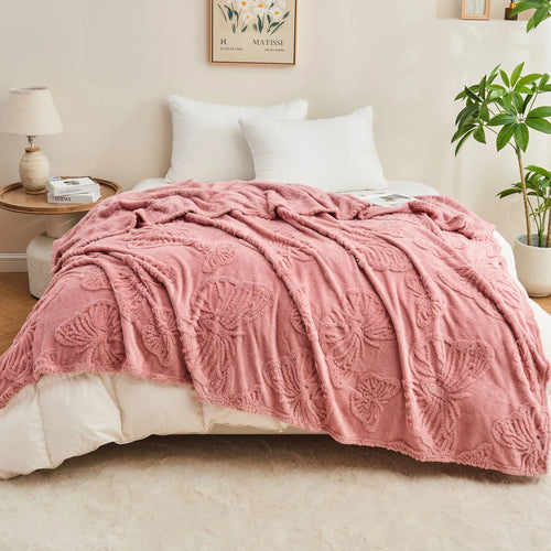 plaid sherpa jacquard doux motif plaid salon chambre - vue 6 sur 6