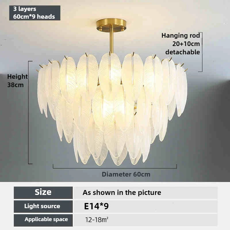 Kreative Pendelleuchte aus Glasfedern für moderne minimalistische Dekoration