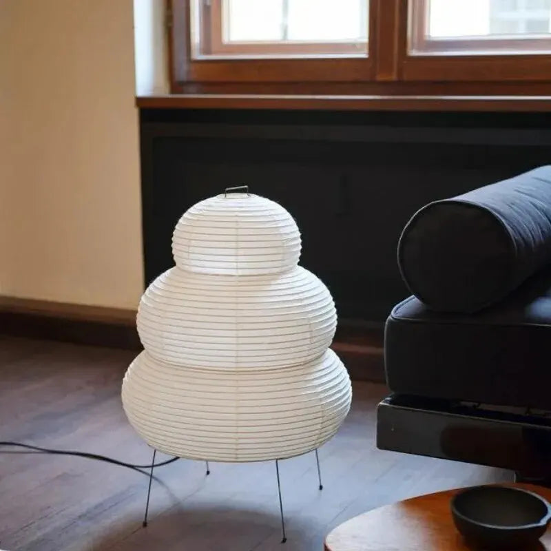 Japanese-style LED Rice Paper Table Lamp, Noguchi Three-tone Light Eye Protection Japanese Lamp, Living Room, Hotel Bedroom, Bed - vue 3 sur 7