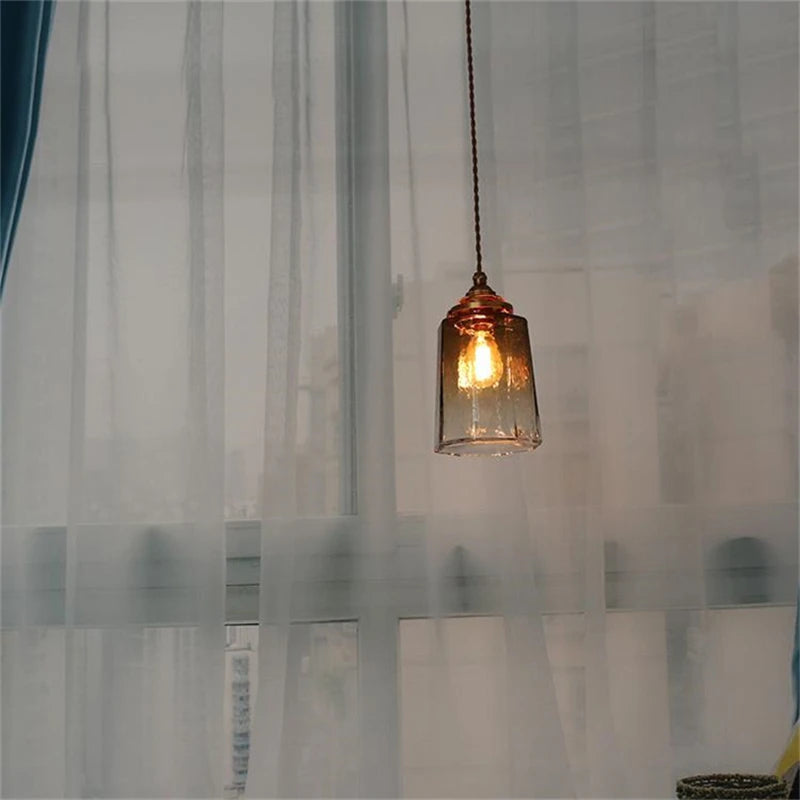 suspension en verre de cuivre luxueuse luminaire antique - vue 8 sur 8