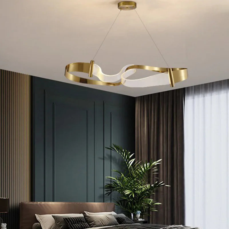 2024 Modern Design Ribbon LED Chandeliers Lighting For Living Room Study Bedroom Restaurant - vue 6 sur 8