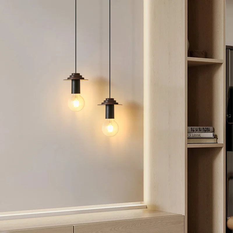 lampe suspendue moderne en bois pour bar - vue 5 sur 14