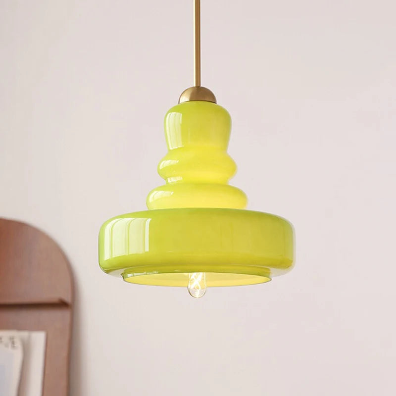 suspension rétro nordique bauhaus en verre gourde pour éclairage - vue 2 sur 9