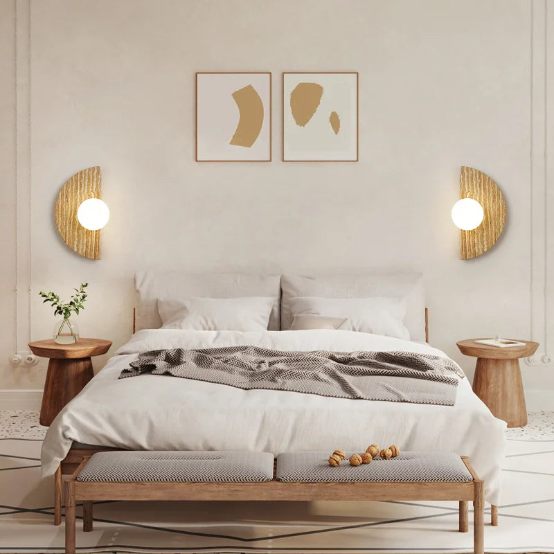 applique murale vintage demi-cercle en pierre naturelle avec led - vue 4 sur 6