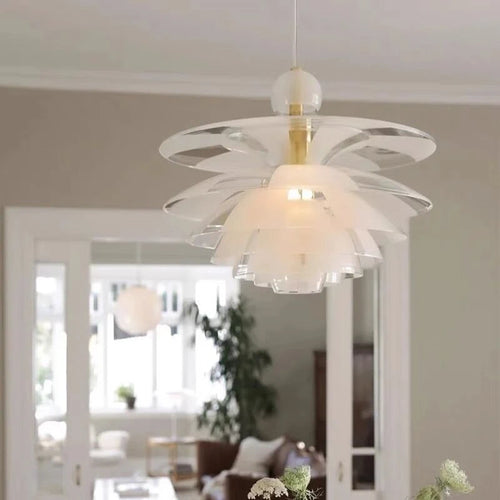 lustre en acrylique/verre moderne led en forme de pomme de pin