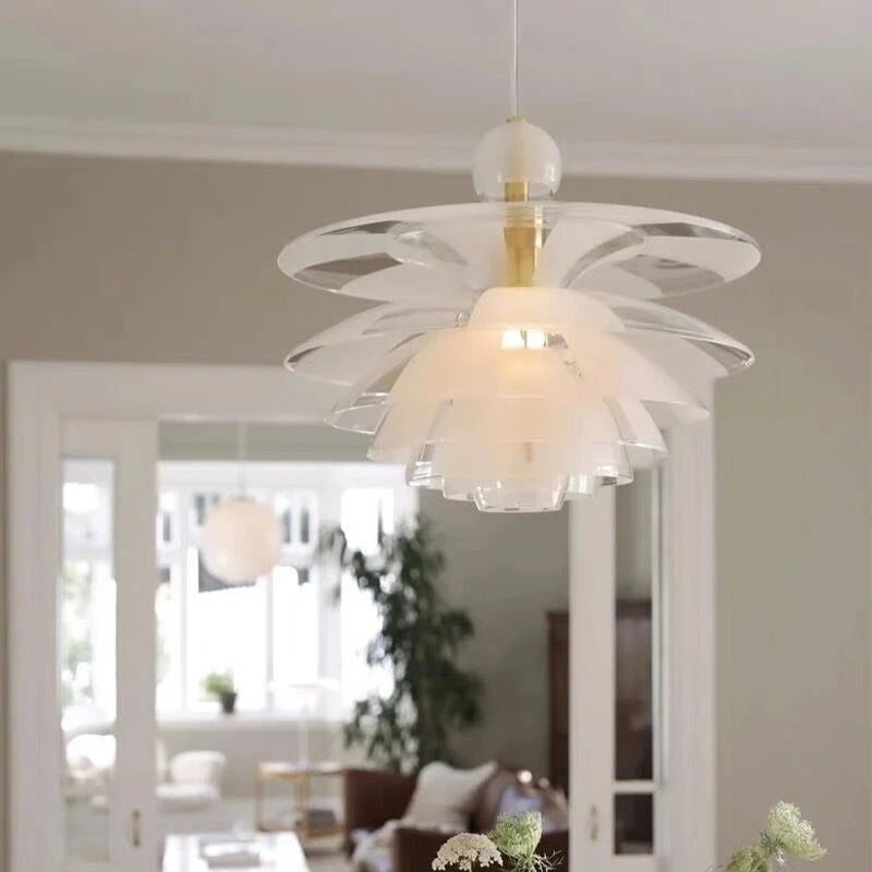 lustre en acrylique/verre moderne led en forme de pomme de pin - vue 5 sur 8