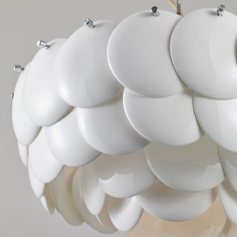 lustre moderne en céramique avec suspension en verre led - vue 5 sur 8