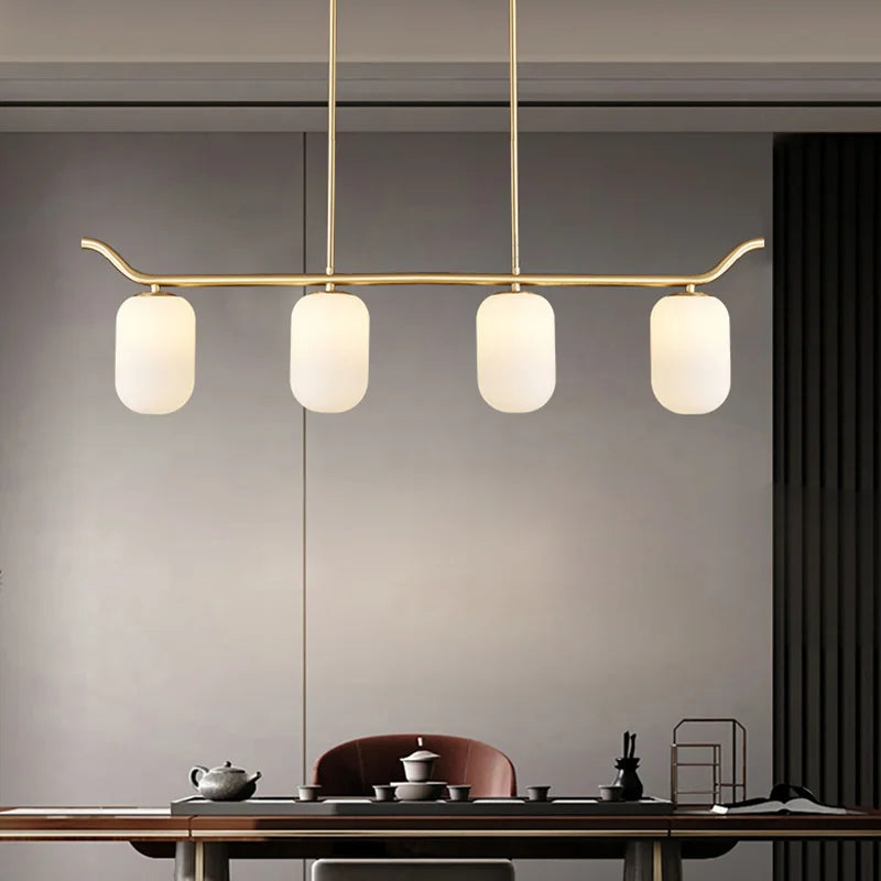 Lustres LED en cuivre complet poste lumineux moderne luxe Foyer chambre étude verre suspension lampe salle à manger hôtel luminaires - vue 4 sur 10