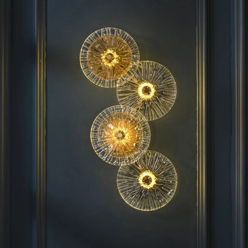 applique murale ronde moderne en cristal avec lumières led nordiques - vue 2 sur 13