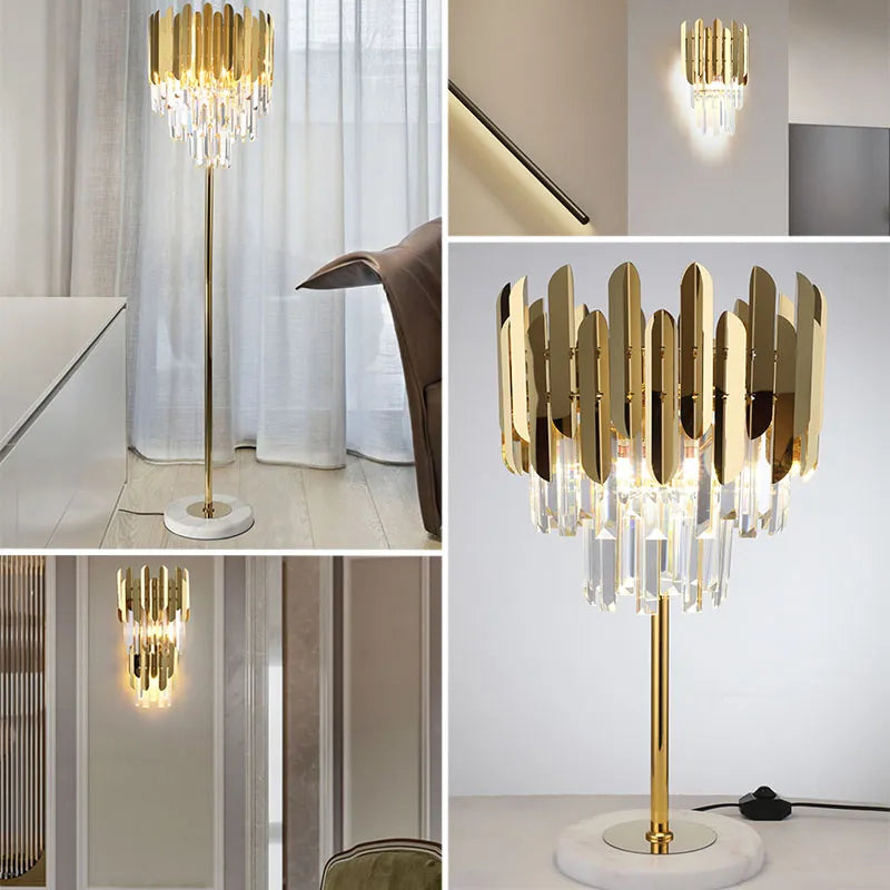 Applique murale LED en cristal doré moderne - vue 4 sur 18