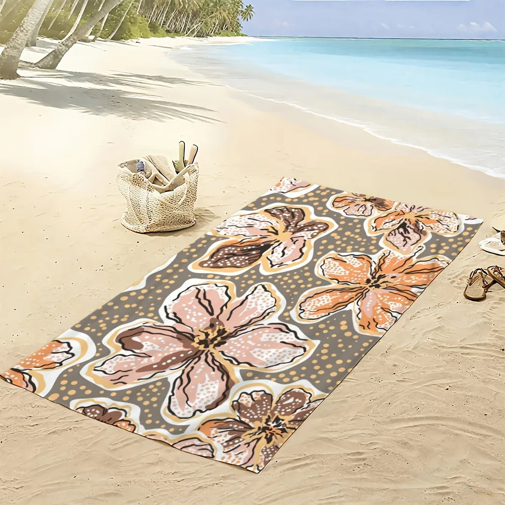 Serviette de plage vintage florale microfibre sechage rapide - vue 6 sur 6
