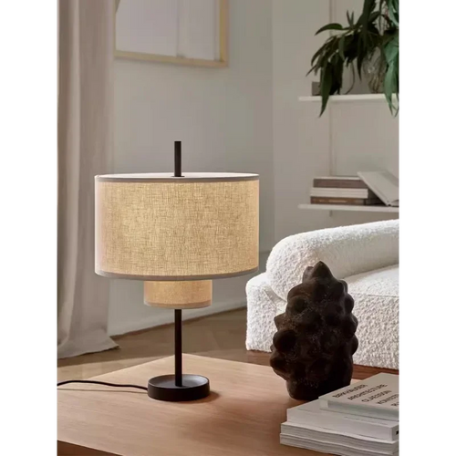 Moderner LED-Stehleuchte aus chinesischem Stoff im nordischen Minimalismus - vue 4 sur 8