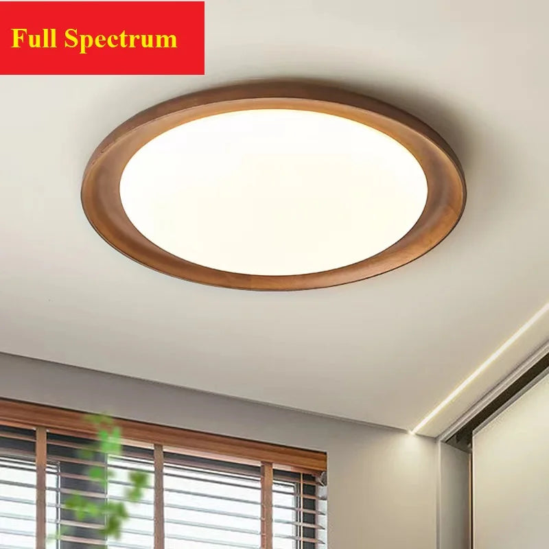 plafonnier wabi-sabi spectre complet led en bois massif rondin