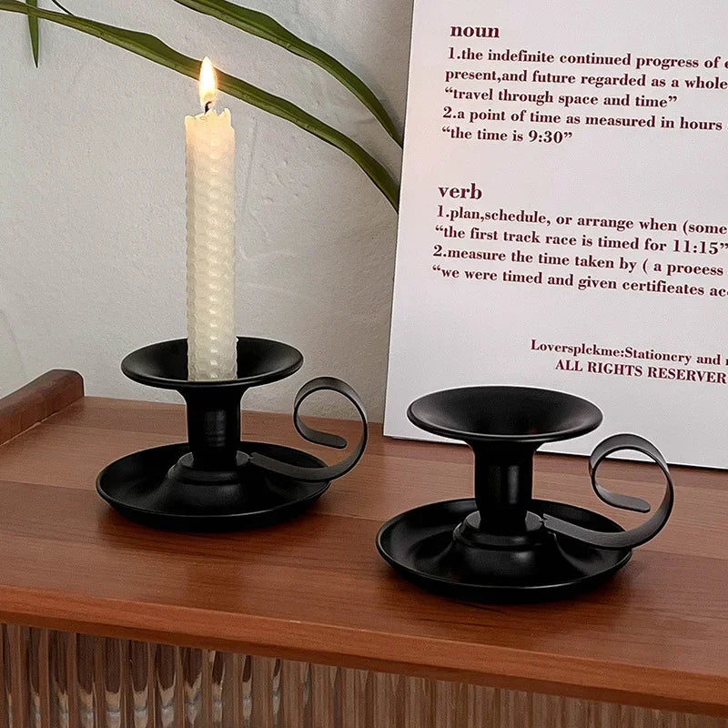 bougeoir rétro en fer de style tasse à thé vintage - vue 3 sur 8