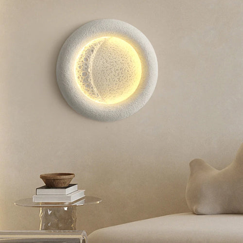applique murale led en forme de lune avec intensité réglable en résine