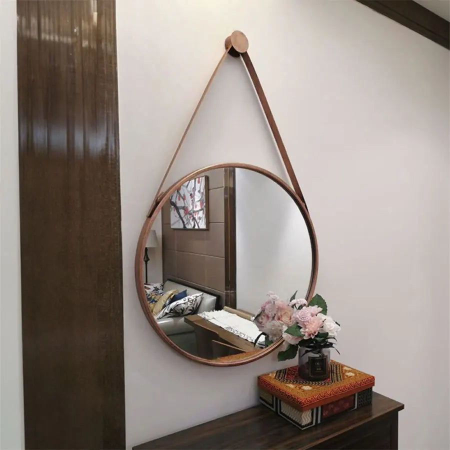 miroir rond doré mural pour salle de bain et coiffure