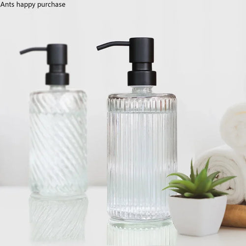 bouteille en verre pour lotion désinfectant et distributeur de savon