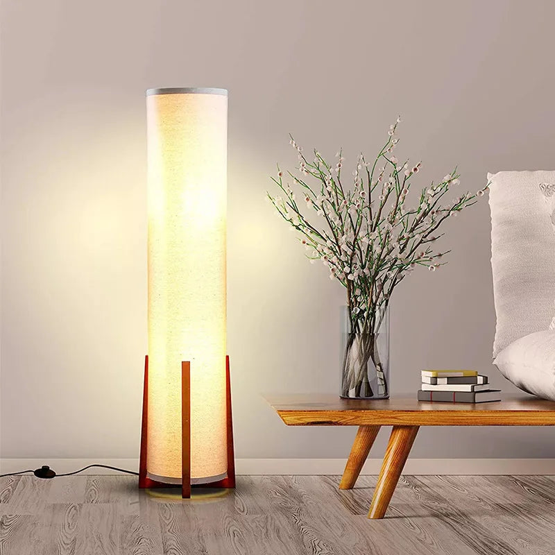 Nordique moderne Zen lampadaires support en bois massif Uminaires salon chambre chevet télécommande lumières sur pied décor à la maison - vue 6 sur 8