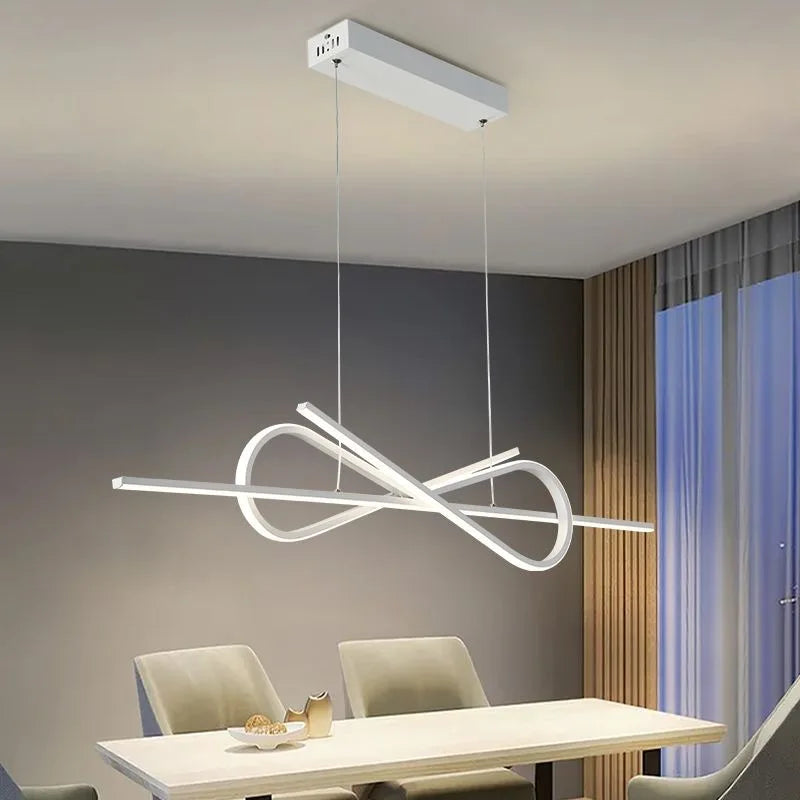 LED moderne Lustre Restaurant Personnalité Lustre Moderne Simple Design Créatif Arc De Luxe Bar Table Lustre - vue 4 sur 7