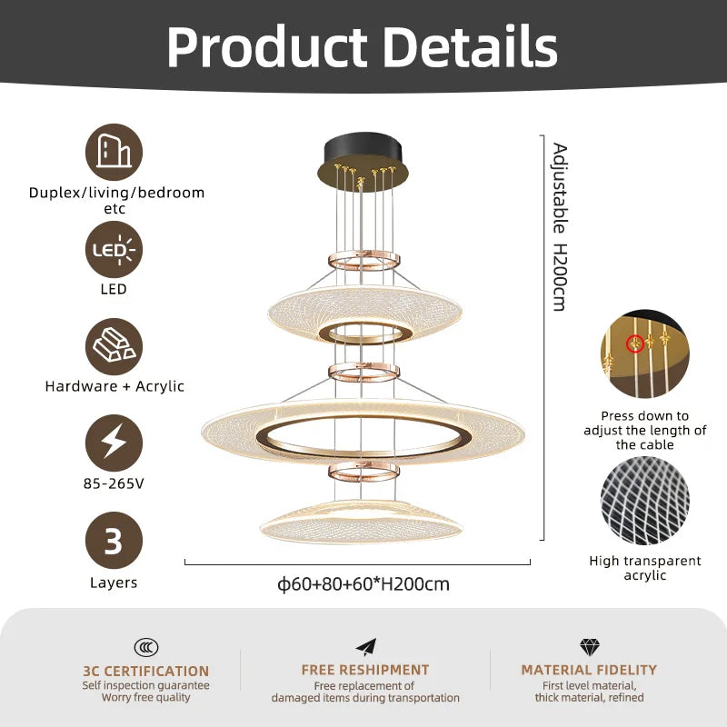 lustre suspendu en aluminium à led pour intérieur - vue 7 sur 12