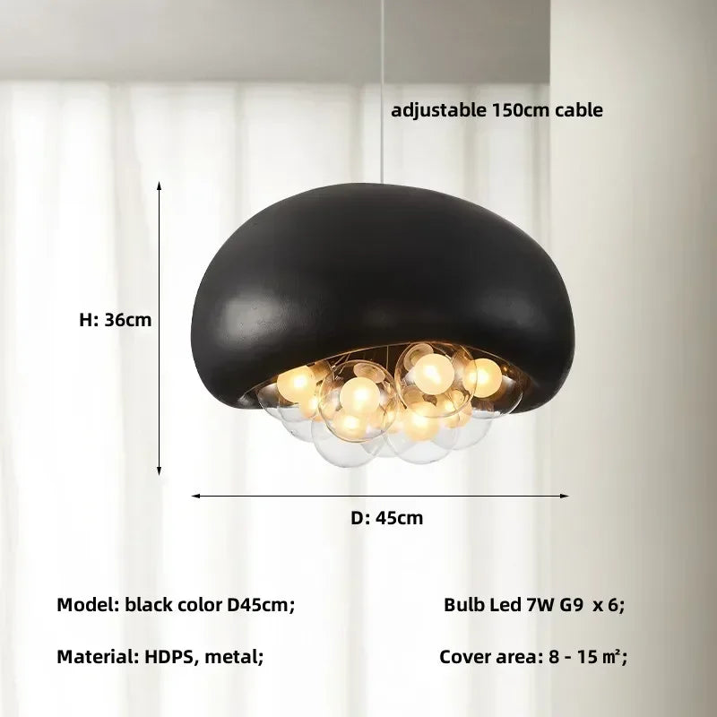 lustre suspendu minimaliste style wabi sabi avec éclairage led - vue 10 sur 12