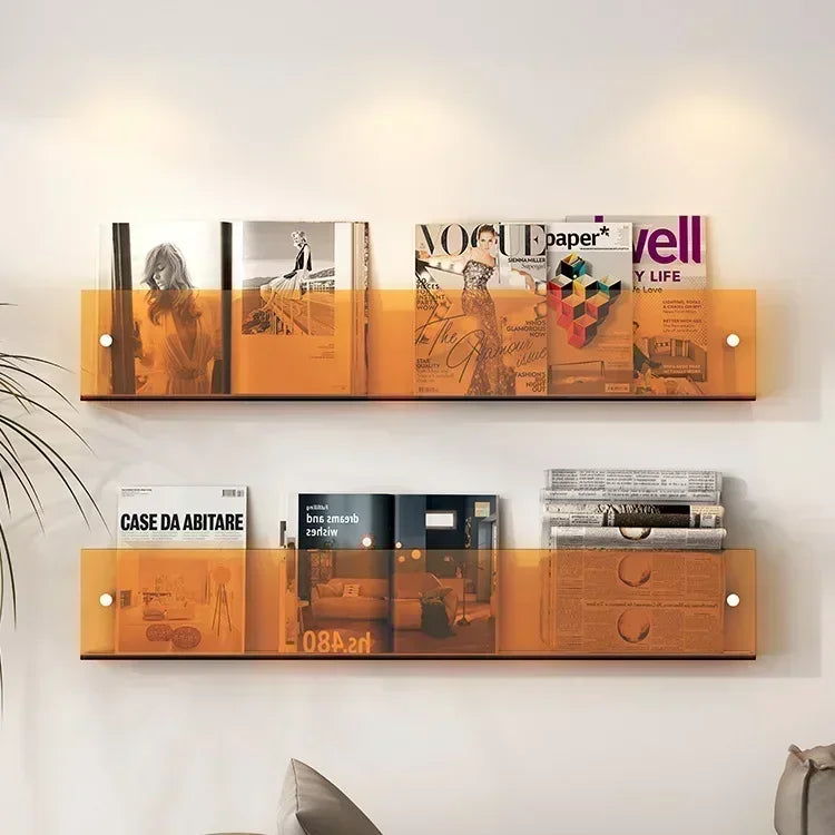support mural en acrylique transparent pour magazines et livres