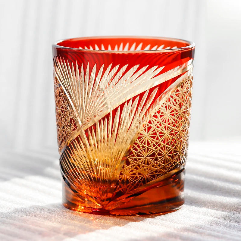 verre whisky edo kiriko artisanal motifs gravés