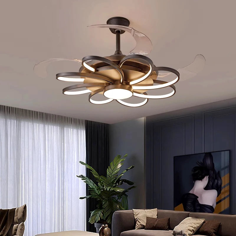 Plafonnier LED moderne avec ventilateur de plafond sans pales - vue 5 sur 12