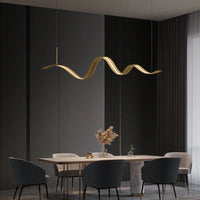 Moderner LED-Kronleuchter aus Kupfer mit Wellen-Design