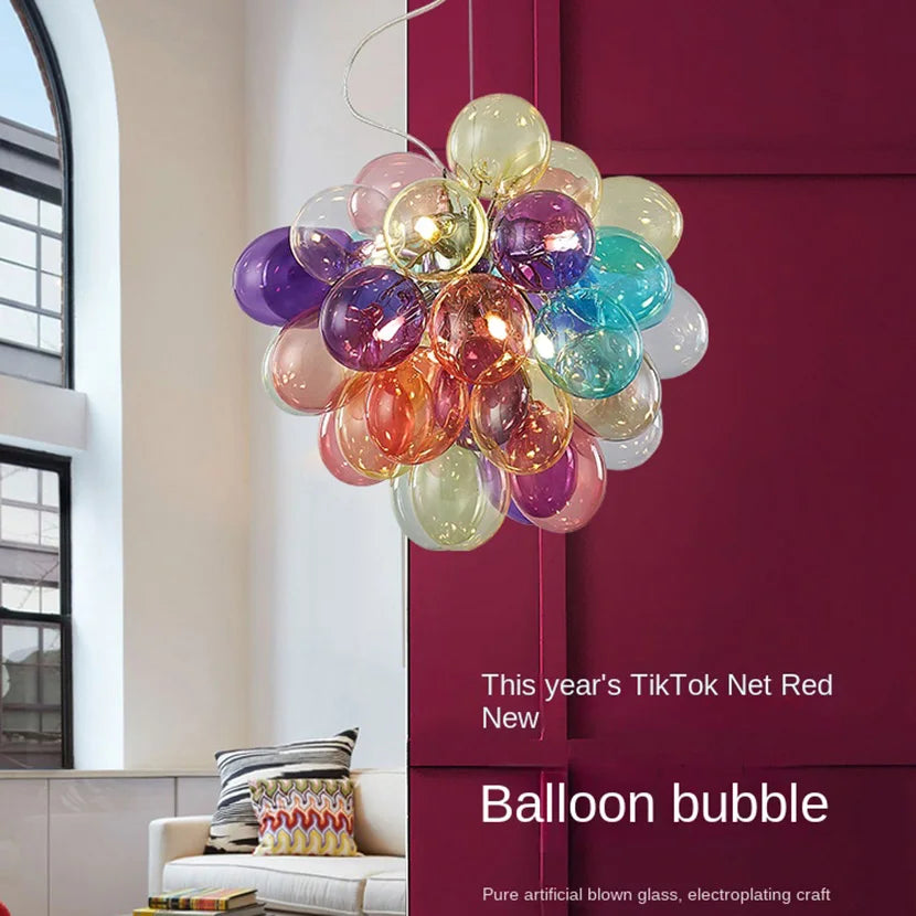 lustre led en boule de verre bulle suspension décoration - vue 4 sur 14