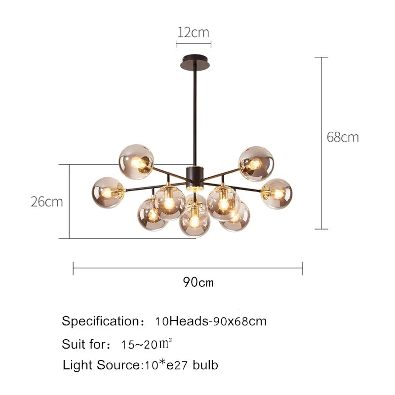 Nordischer Glas-Kronleuchter moderne Pendelleuchte für die Innendekoration