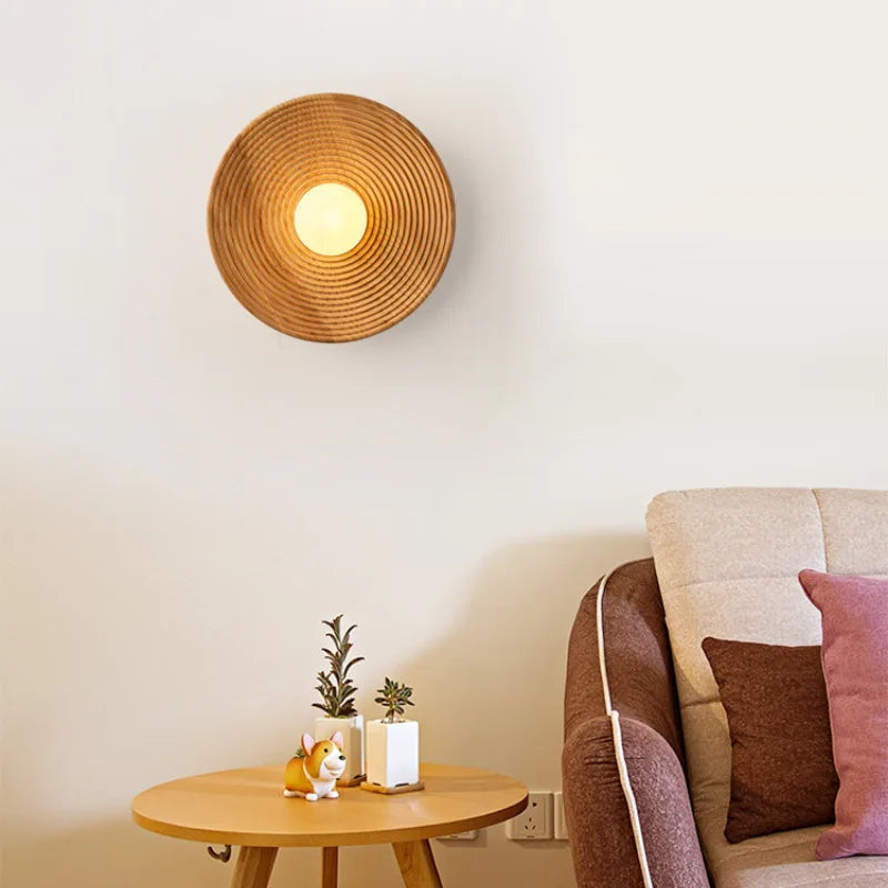 Applique murale japonaise rétro en bois - vue 4 sur 8