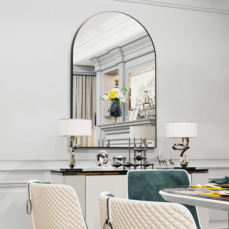 LUVODI Home Decorative Mirror with Black Arched Frame for Bathroom, Entryway, Living Room - vue 6 sur 7