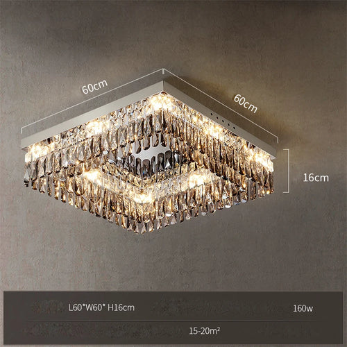 LED-Deckenleuchte quadratisch rechteckig Kristall gold dimmbar - vue 15 sur 18
