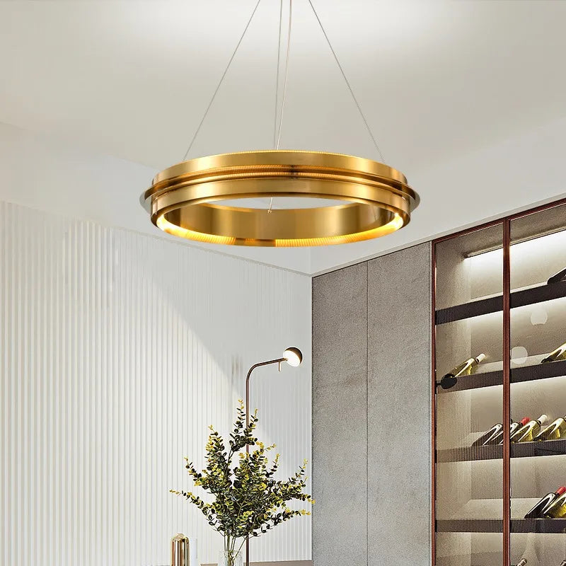 Postmoderner italienischer LED-Kronleuchter im minimalistischen Ring-Design - vue 3 sur 12