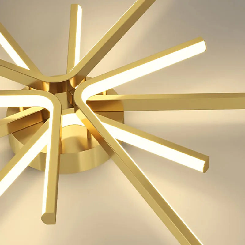 plafonnier led design moderne en laiton doré température gradable