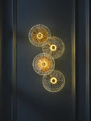 Postmoderne Tischlampe aus Glas und goldenem Eisen Lotus