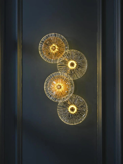 Postmoderne Tischlampe aus Glas und goldenem Eisen Lotus - vue 2 sur 10