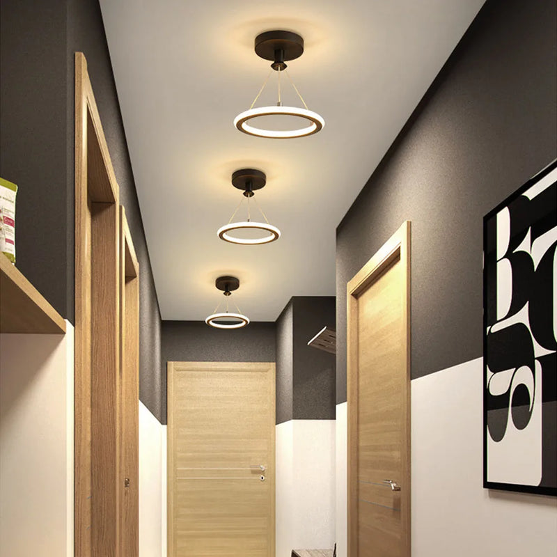 lustre led créatif nordique cercle rond éclairage restaurant