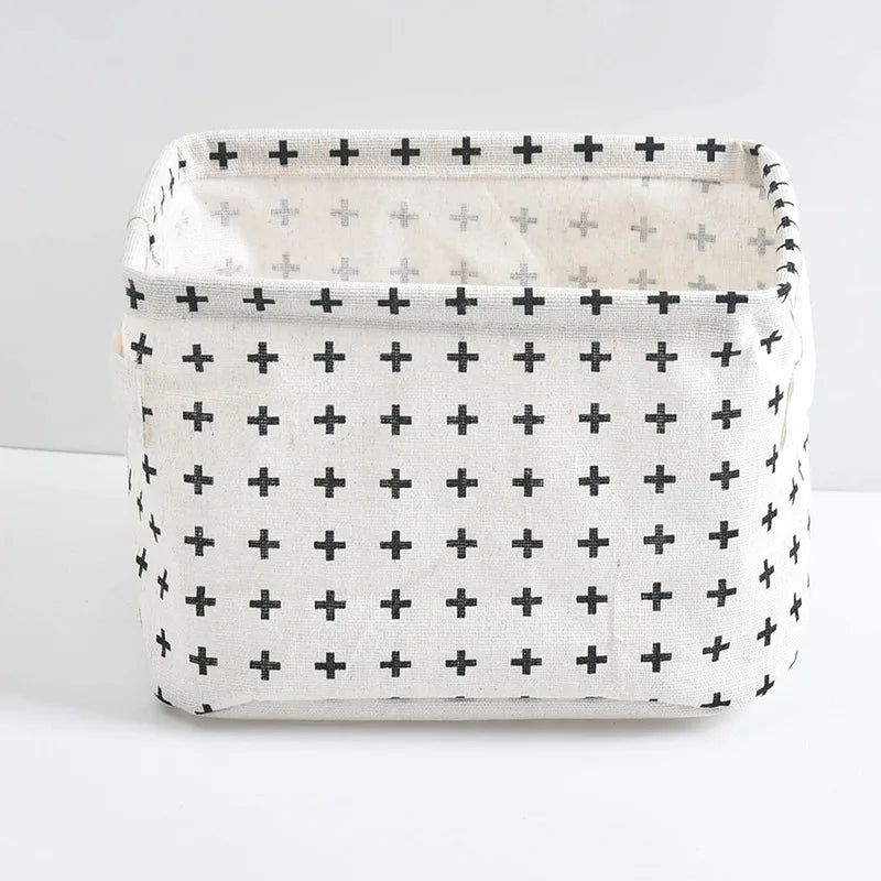 panier de rangement pliable en toile avec poignée coton et lin - vue 17 sur 22