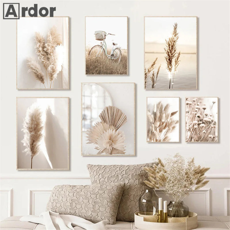 affiches de fleurs séchées en toile pour décoration murale