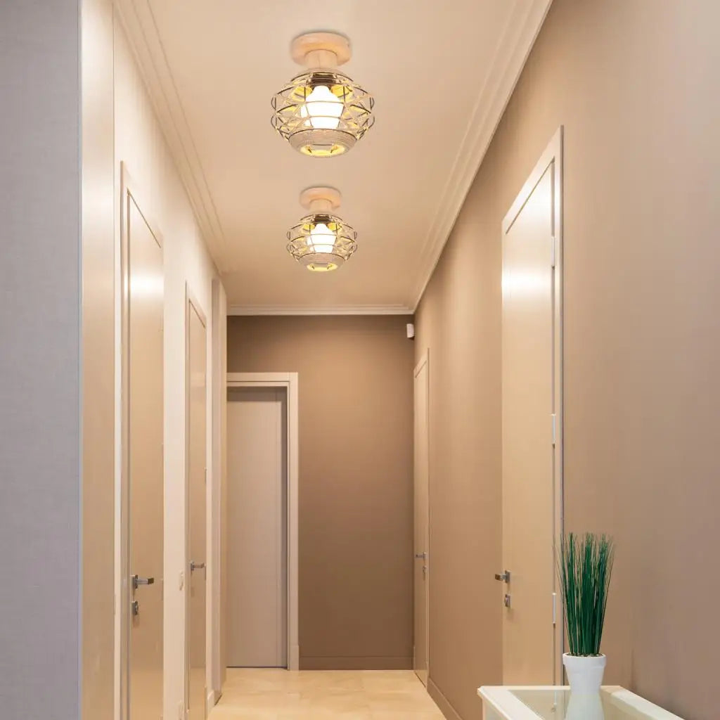 Plafonnier rétro en métal avec Cage en fer et corde de chanvre pour intérieur d'allée - vue 11 sur 14