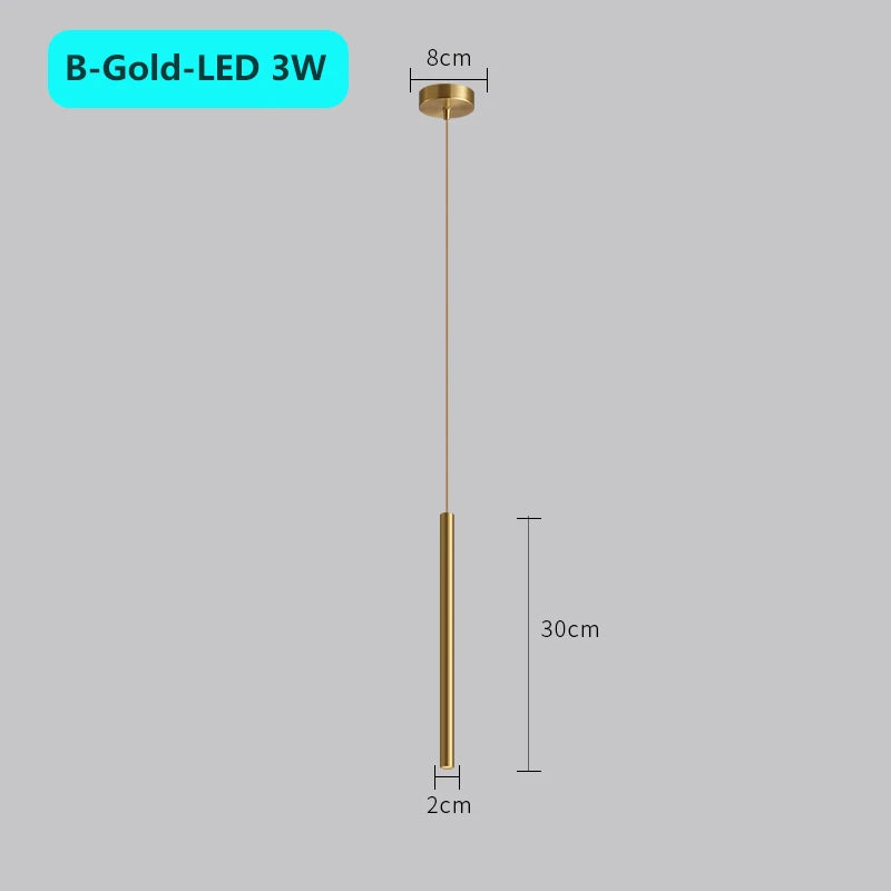 Moderne LED-Pendelleuchte mit langem Tubus für luxuriöse Innendekoration