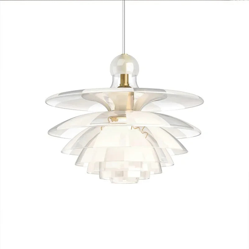 lustre en verre led moderne design scandinave éclairage suspendu élégant - vue 7 sur 8