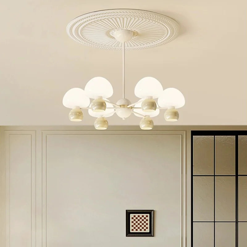 lustre moderne en verre avec luminaires réglables en métal