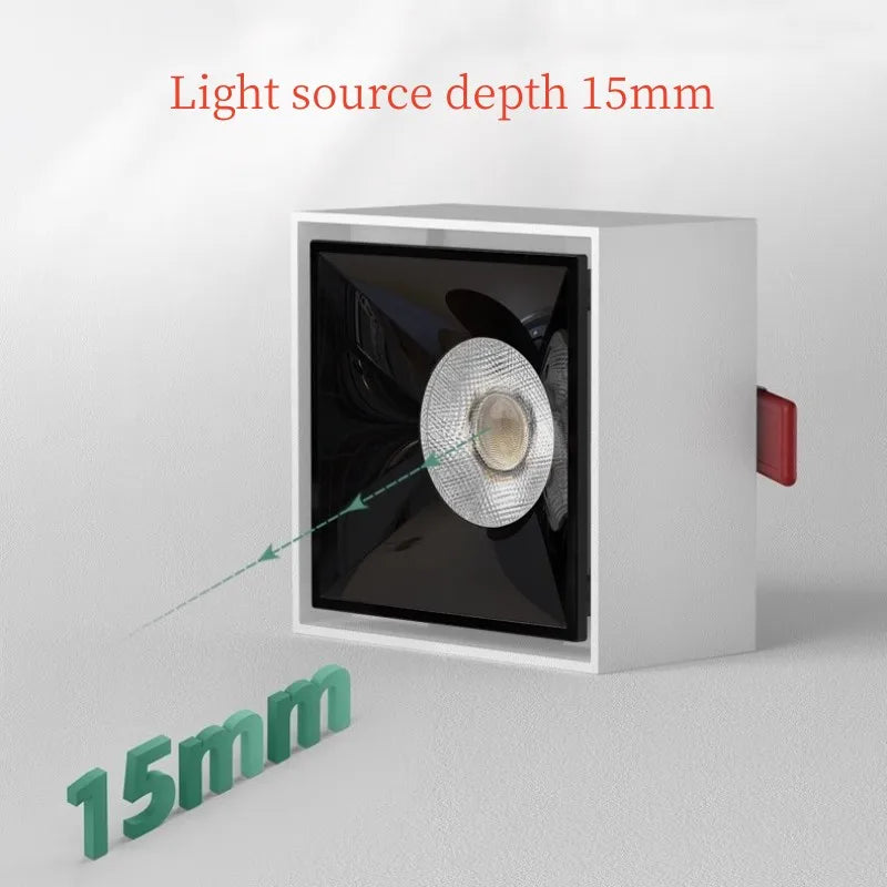 Quadratischer dimmbarer LED-Einbauspot für Hotel, Büro und Zuhause - vue 4 sur 9